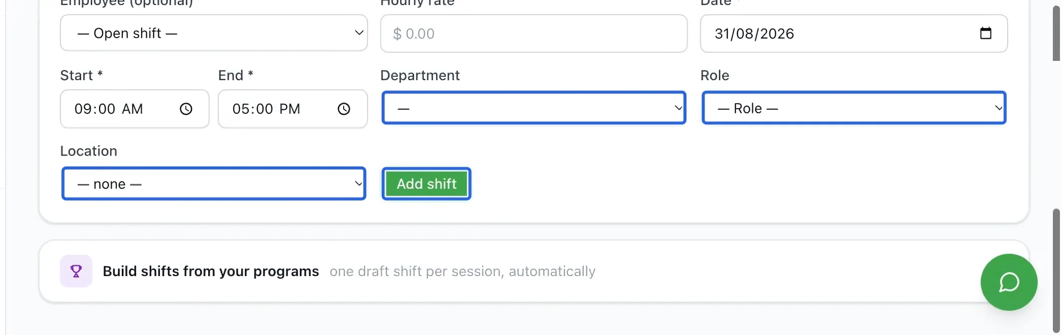 Screenshot: Assign the work and save. The blue outlines identify the controls described in this step.
