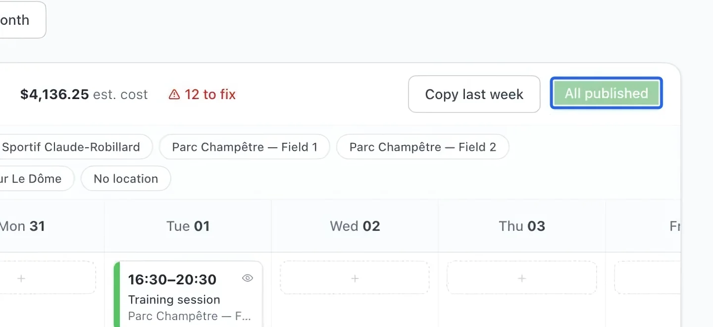 Screenshot: Publish and check the status. The blue outlines identify the controls described in this step.