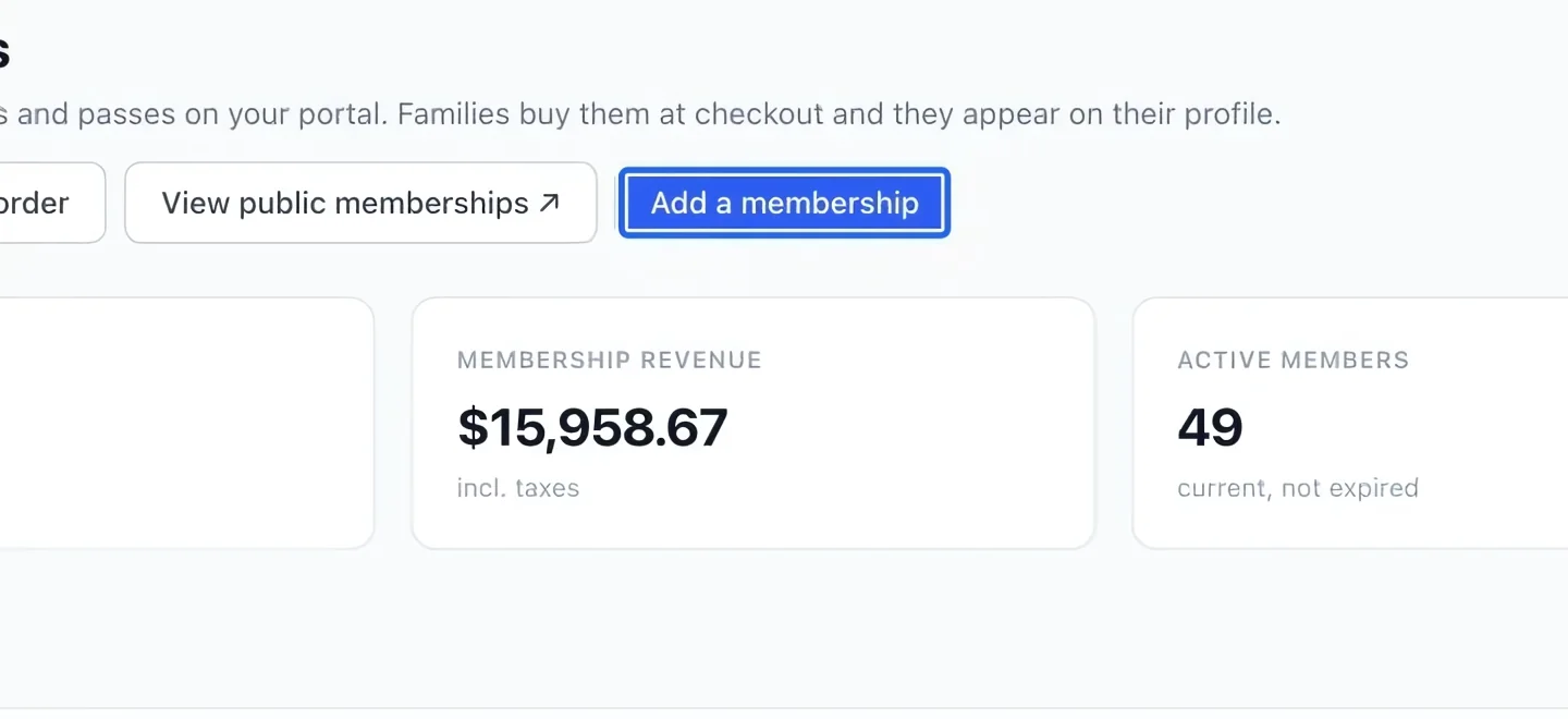 Screenshot: Start a membership. The blue outlines identify the controls described in this step.