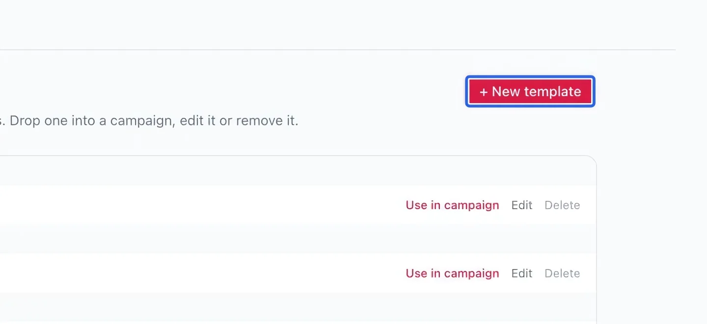 Screenshot: Start a reusable template. The blue outlines identify the controls described in this step.