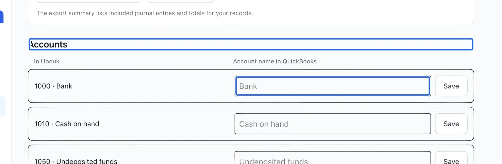 Screenshot: Match accounts and clients. The blue outlines identify the controls described in this step.