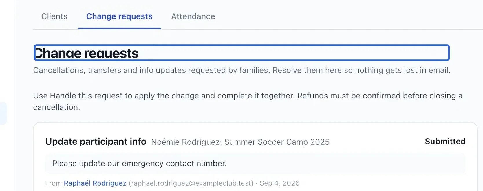 Screenshot: Open the request queue. The blue outlines identify the controls described in this step.