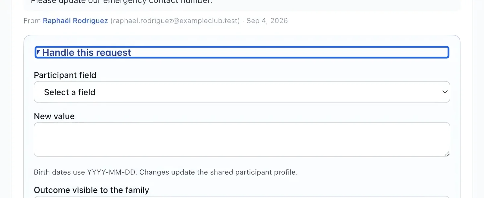 Screenshot: Open the guided action. The blue outlines identify the controls described in this step.