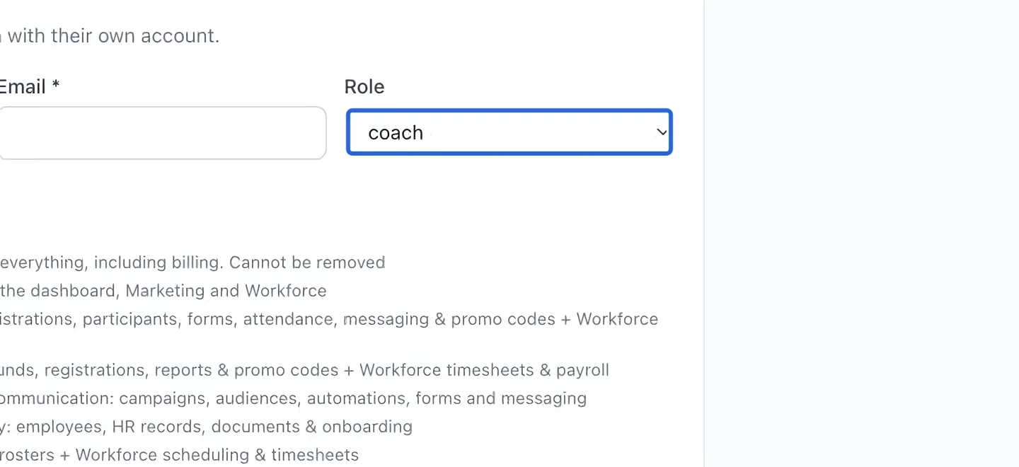 Screenshot: Choose access appropriate to the job. The blue outlines identify the controls described in this step.