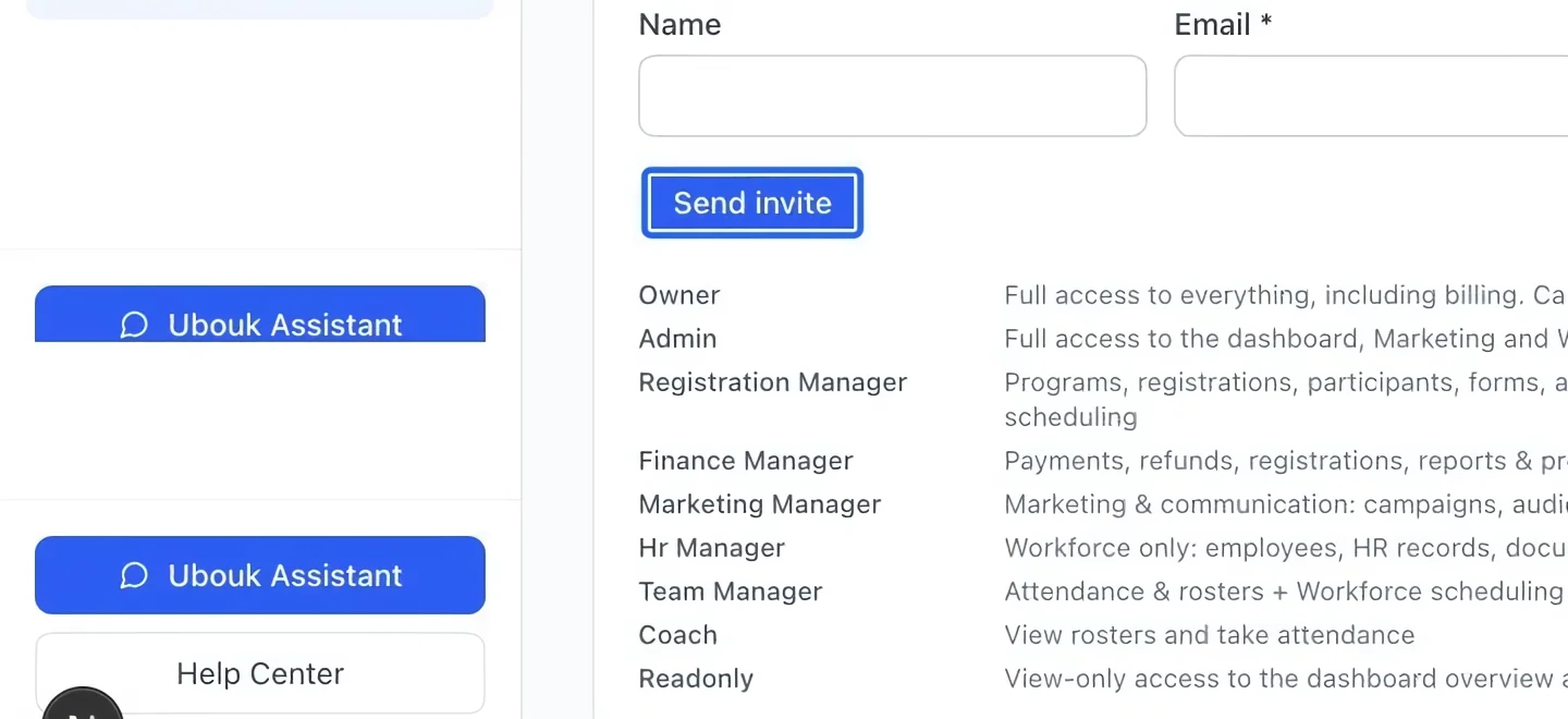 Screenshot: Send the invitation. The blue outlines identify the controls described in this step.