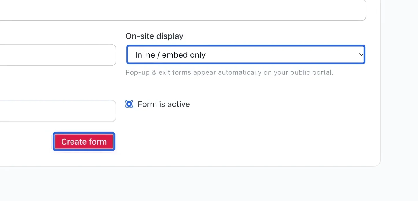 Screenshot: Choose display and save. The blue outlines identify the controls described in this step.