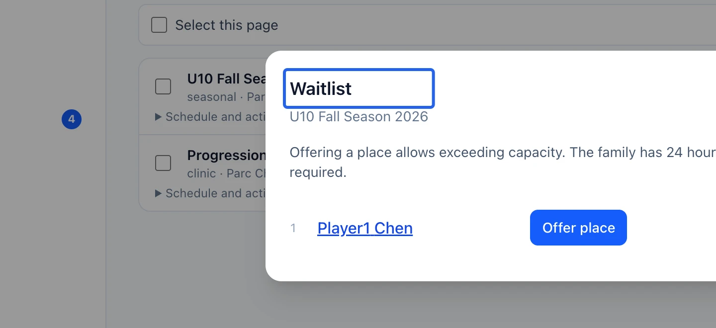 Screenshot: Open the correct queue. The blue outlines identify the controls described in this step.