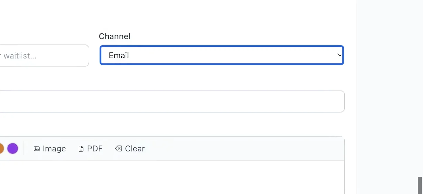 Screenshot: Choose the delivery channel. The blue outlines identify the controls described in this step.
