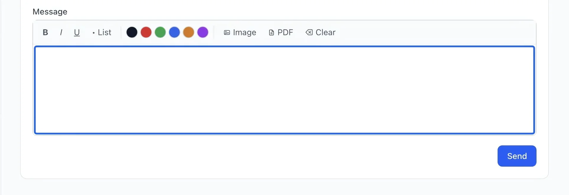 Screenshot: Write the message. The blue outlines identify the controls described in this step.
