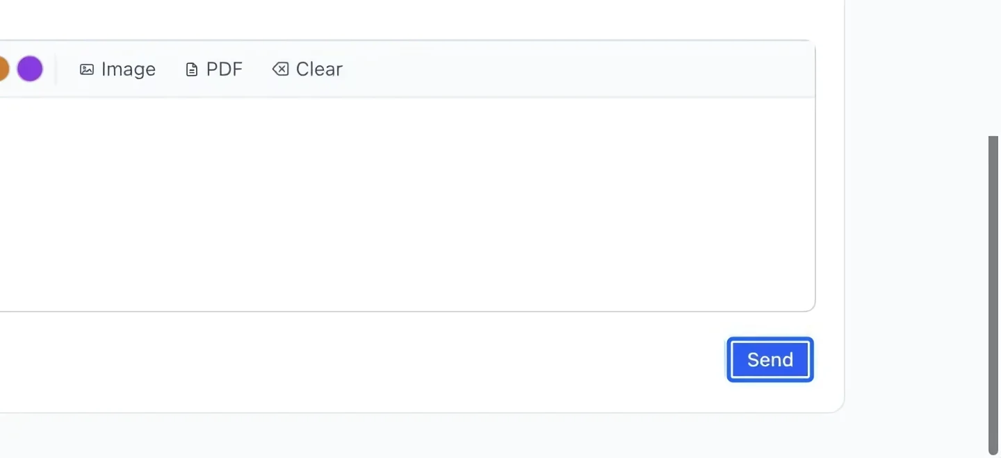 Screenshot: Review and send. The blue outlines identify the controls described in this step.