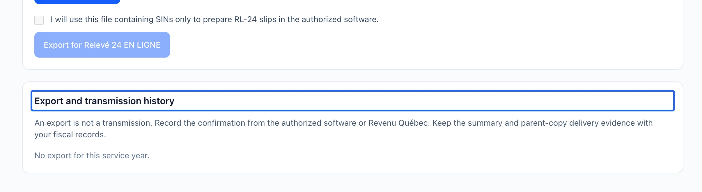 Screenshot: Record the external confirmation. The blue outlines identify the controls described in this step.