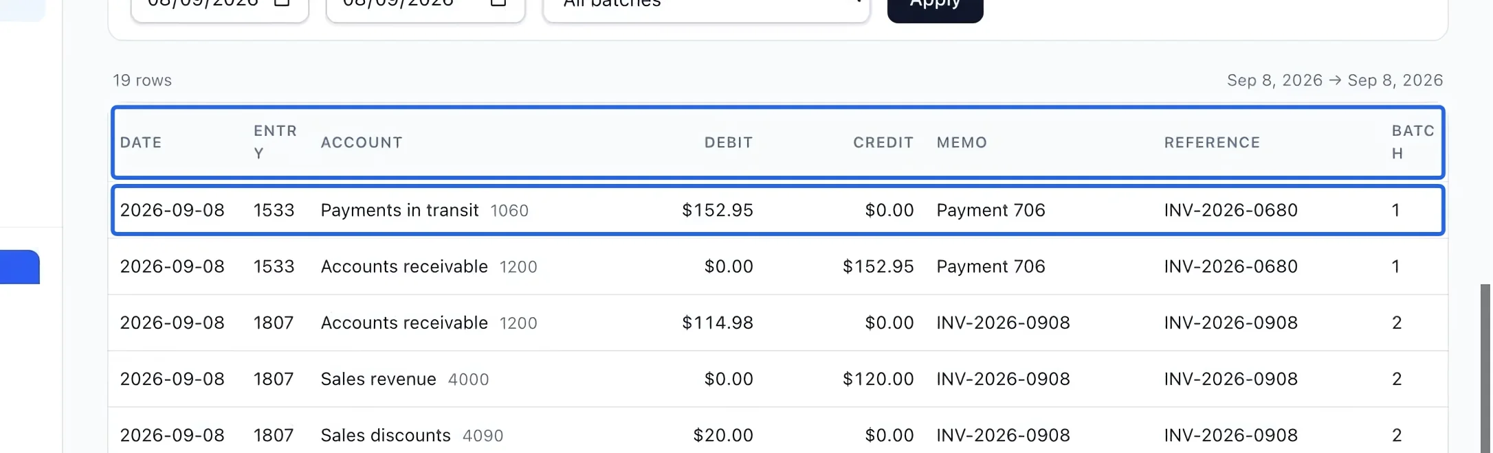 Screenshot: Follow the entry and reference. The blue outlines identify the controls described in this step.