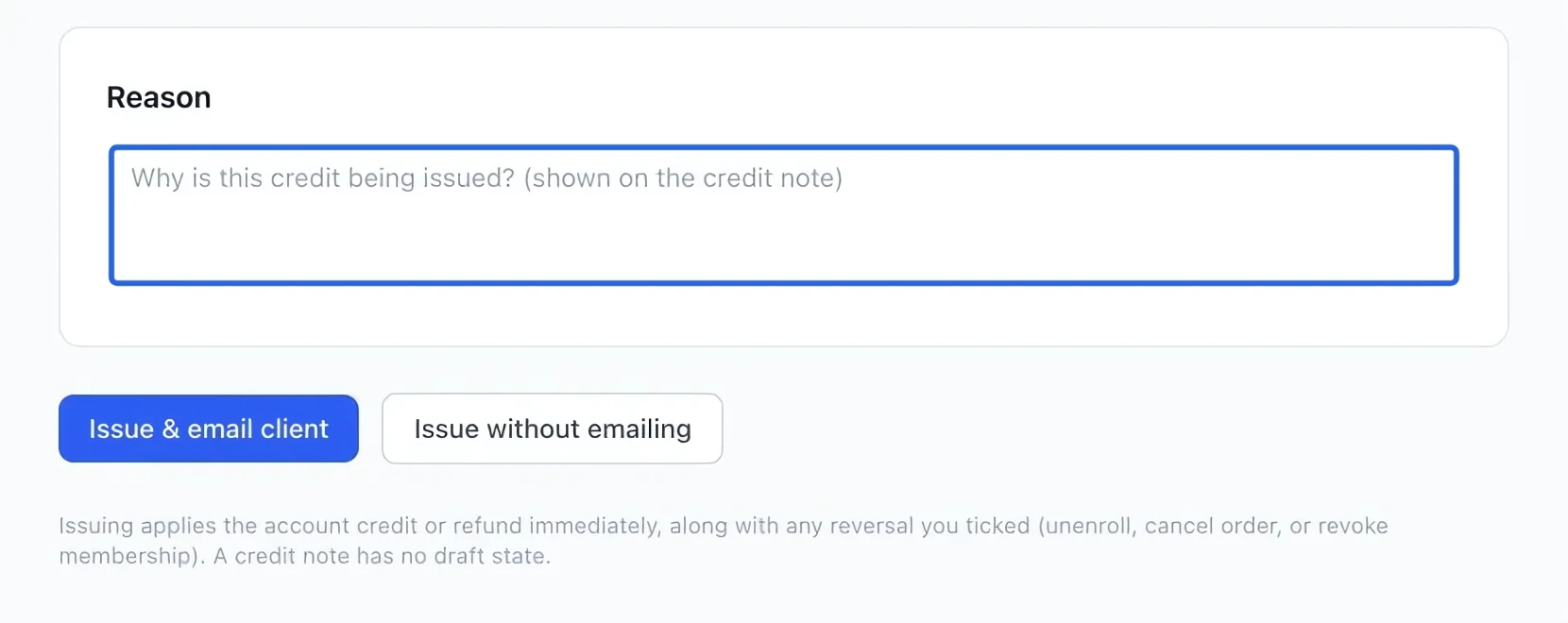 Screenshot: Explain the credit. The blue outlines identify the controls described in this step.
