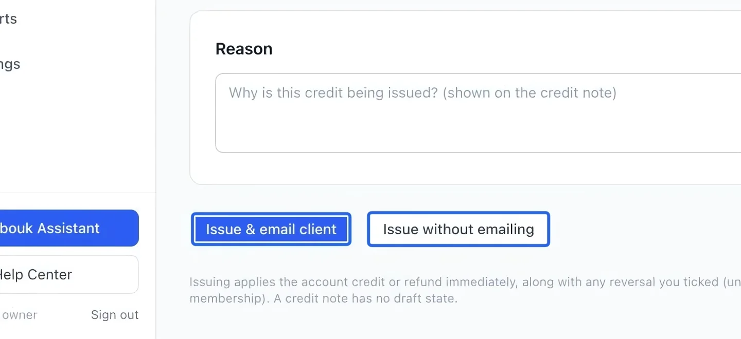 Screenshot: Review and issue. The blue outlines identify the controls described in this step.