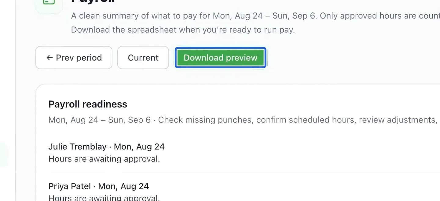 Screenshot: Export when ready. The blue outlines identify the controls described in this step.