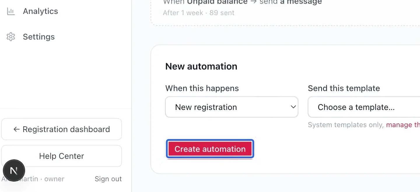 Screenshot: Create and check its status. The blue outlines identify the controls described in this step.