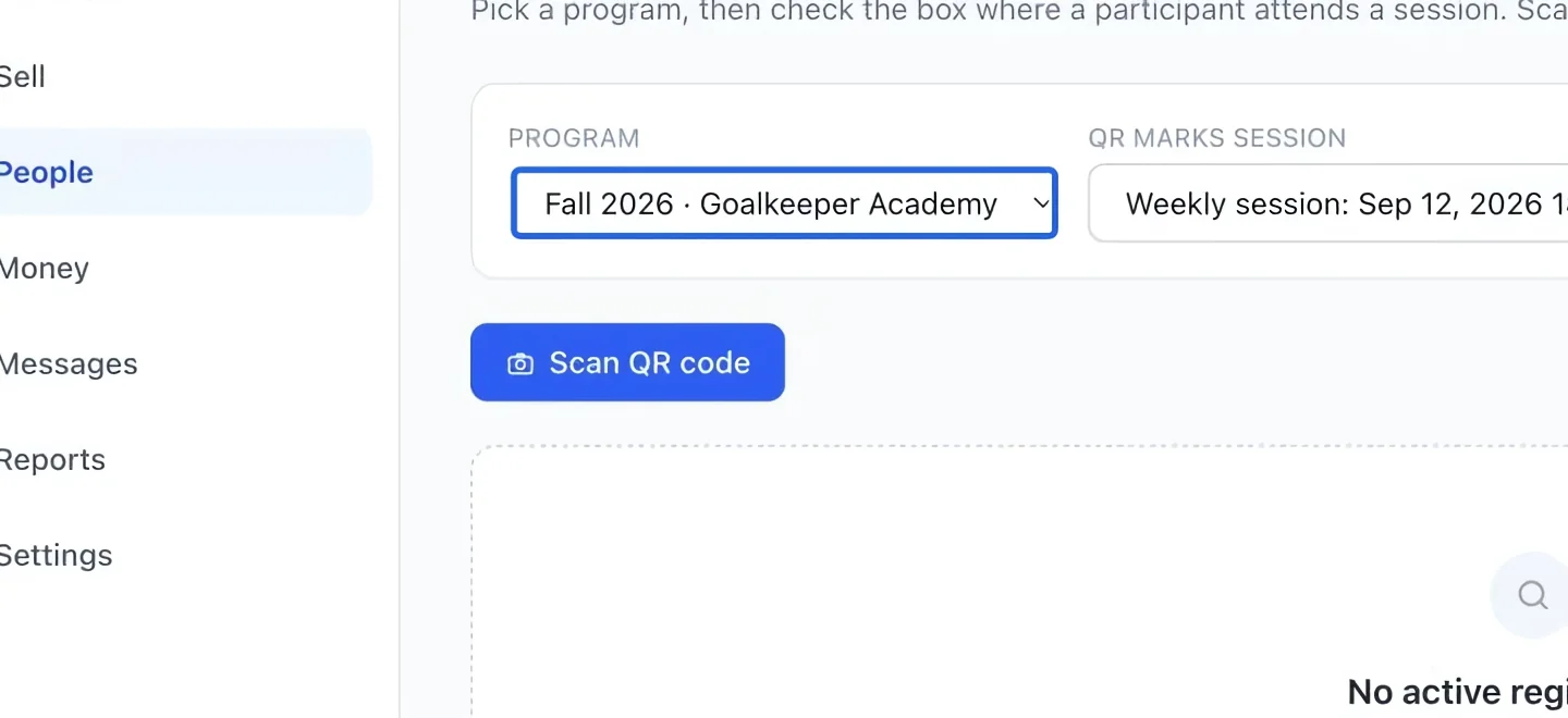 Screenshot: Choose the activity. The blue outlines identify the controls described in this step.