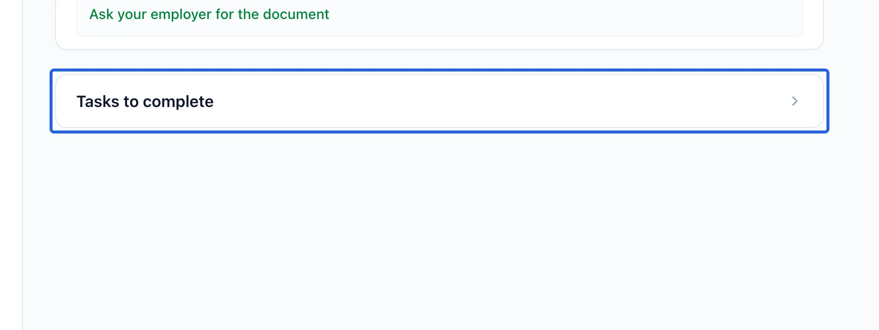 Screenshot: Complete assigned documents. The blue outlines identify the controls described in this step.