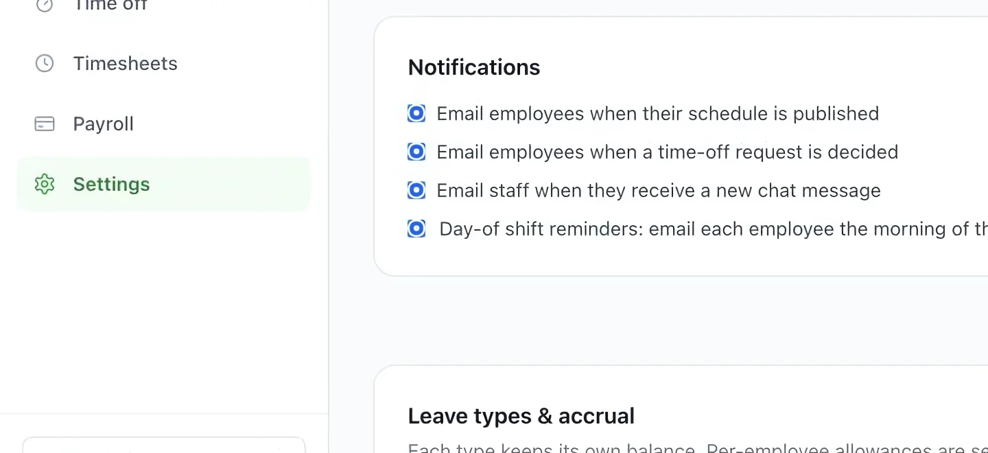 Screenshot: Choose notifications. The blue outlines identify the controls described in this step.
