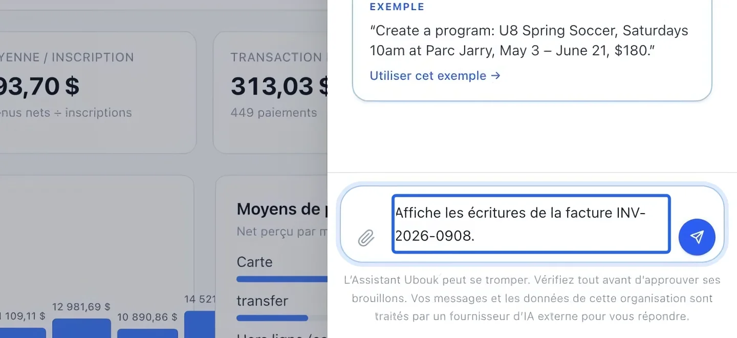 Capture : Suivre une facture ou demander le journal. Les cadres bleus indiquent les commandes décrites dans cette étape.