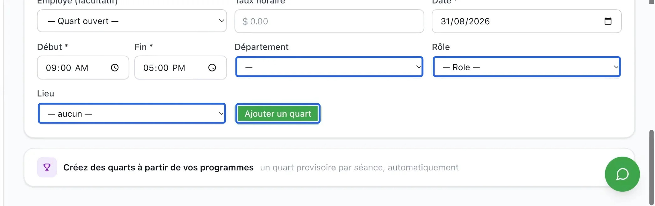 Capture : Préciser le travail et enregistrer. Les cadres bleus indiquent les commandes décrites dans cette étape.