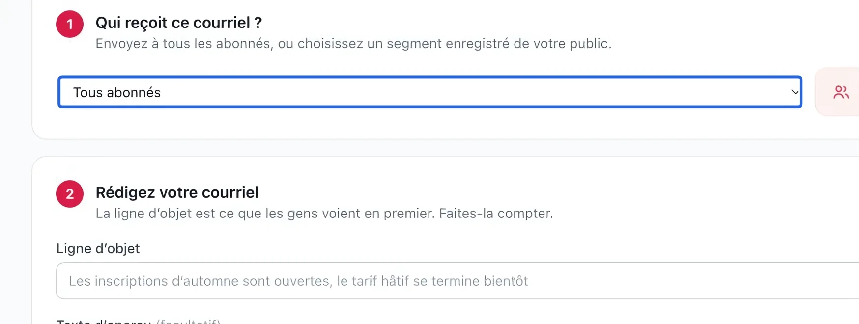 Capture : L’utiliser dans une campagne. Les cadres bleus indiquent les commandes décrites dans cette étape.