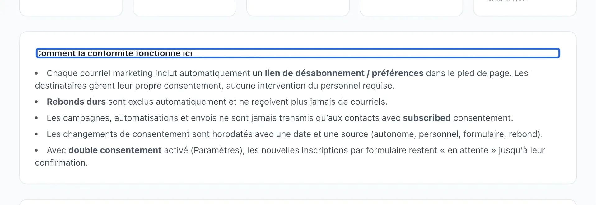 Capture : Vérifier les règles d’admissibilité. Les cadres bleus indiquent les commandes décrites dans cette étape.