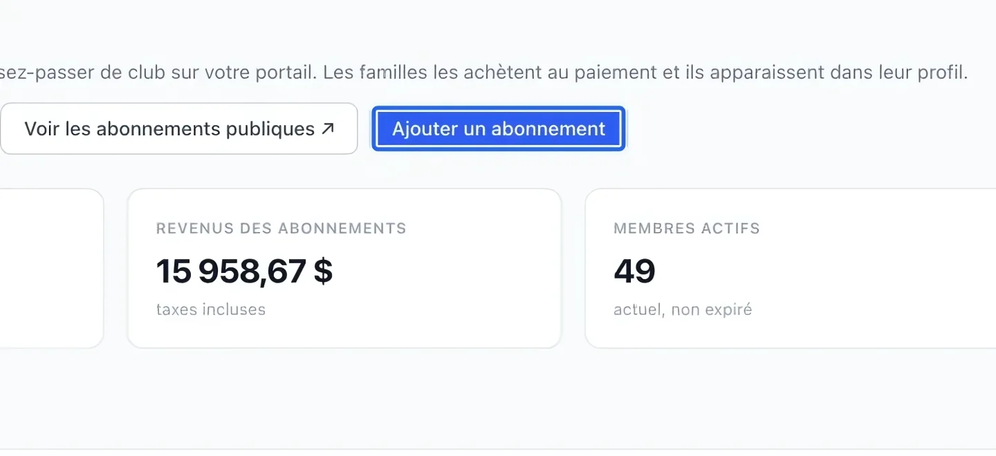 Capture : Commencer un abonnement. Les cadres bleus indiquent les commandes décrites dans cette étape.