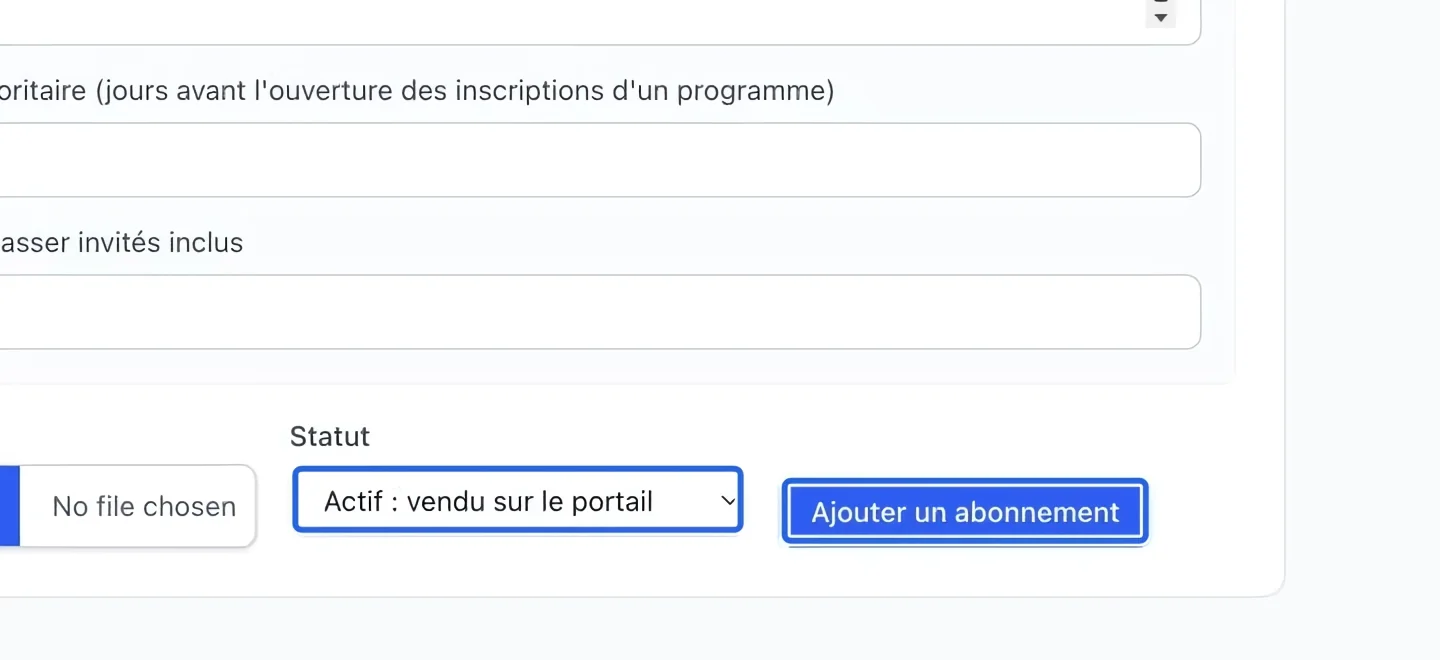 Capture : Enregistrer le forfait. Les cadres bleus indiquent les commandes décrites dans cette étape.