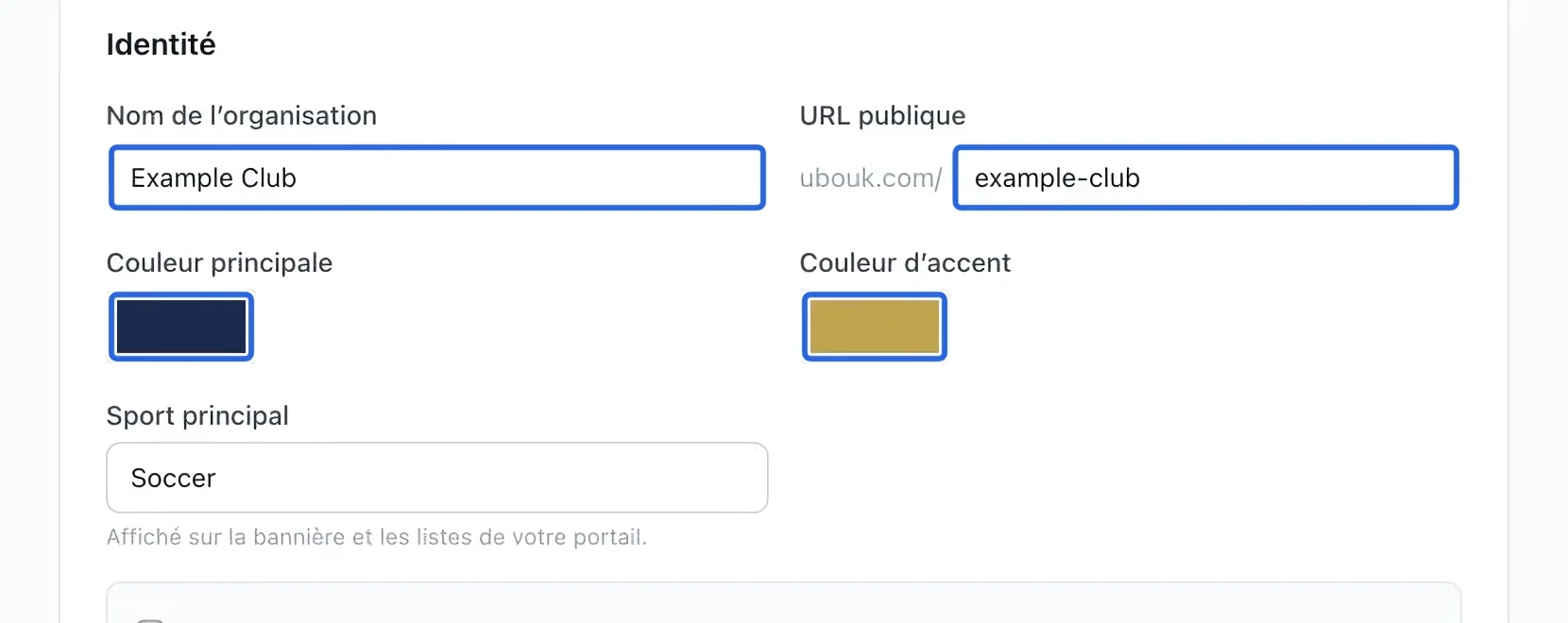 Capture : Définir votre identité. Les cadres bleus indiquent les commandes décrites dans cette étape.