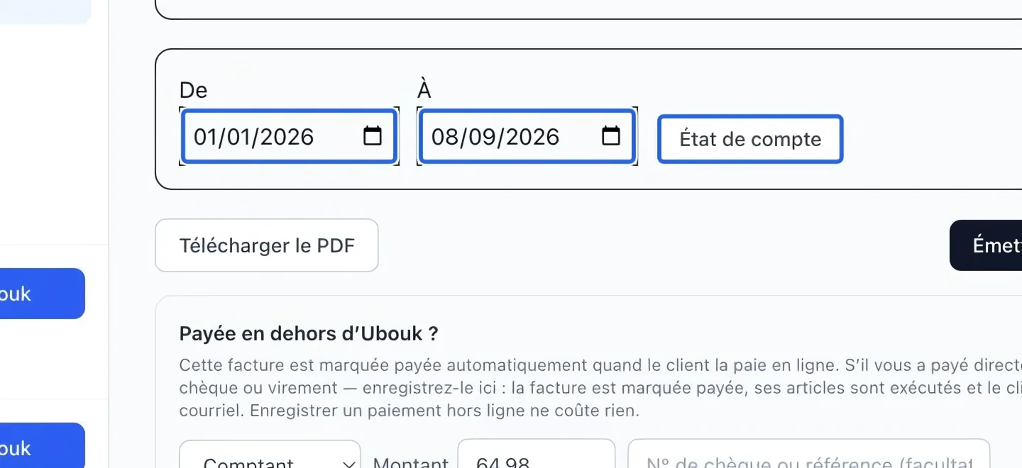 Capture : Télécharger un relevé daté. Les cadres bleus indiquent les commandes décrites dans cette étape.