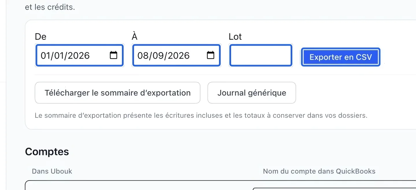 Capture : Choisir la période et télécharger. Les cadres bleus indiquent les commandes décrites dans cette étape.