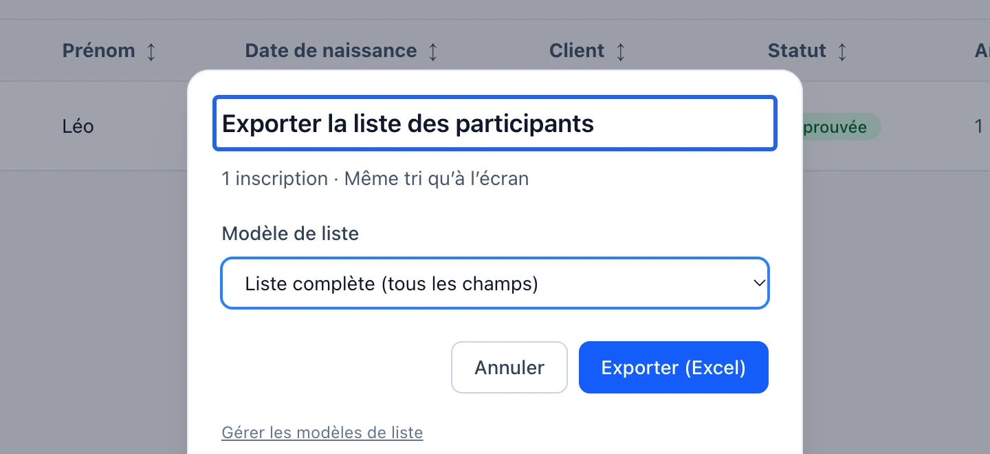 Capture : Contrôler le classeur téléchargé. Les cadres bleus indiquent les commandes décrites dans cette étape.