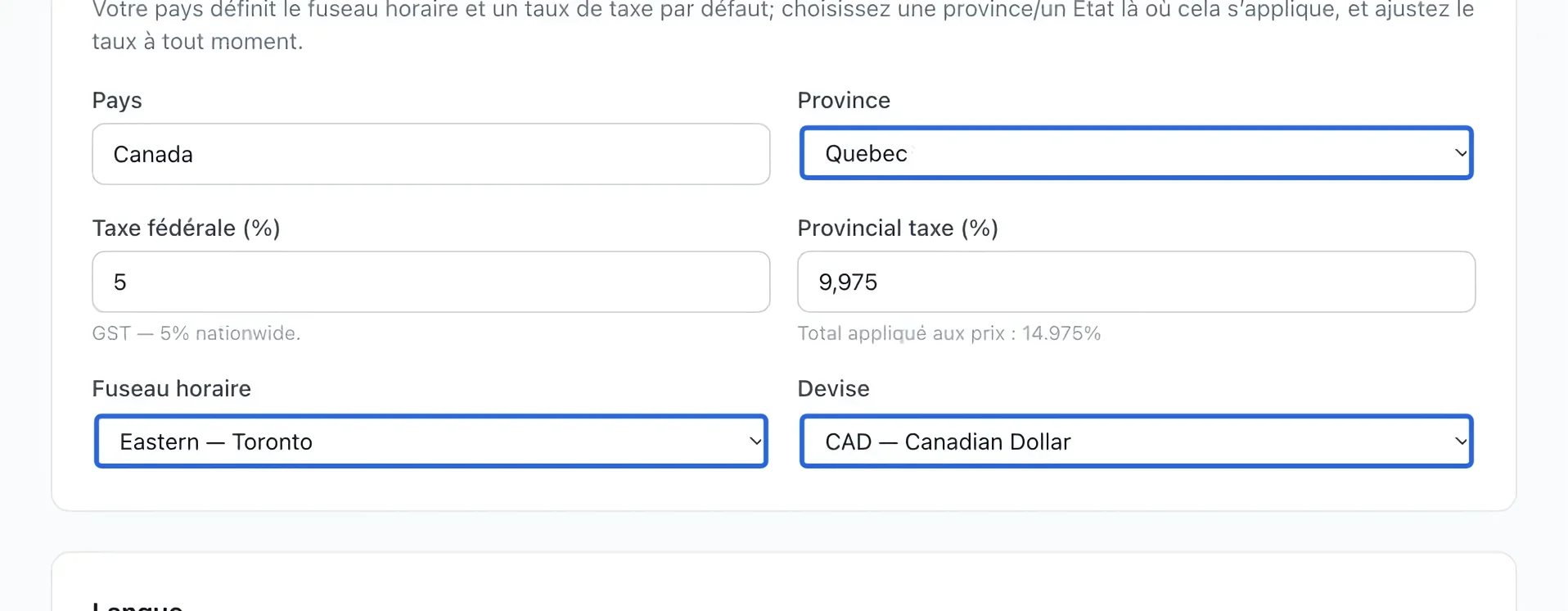 Capture : Définir votre région en premier. Les cadres bleus indiquent les commandes décrites dans cette étape.