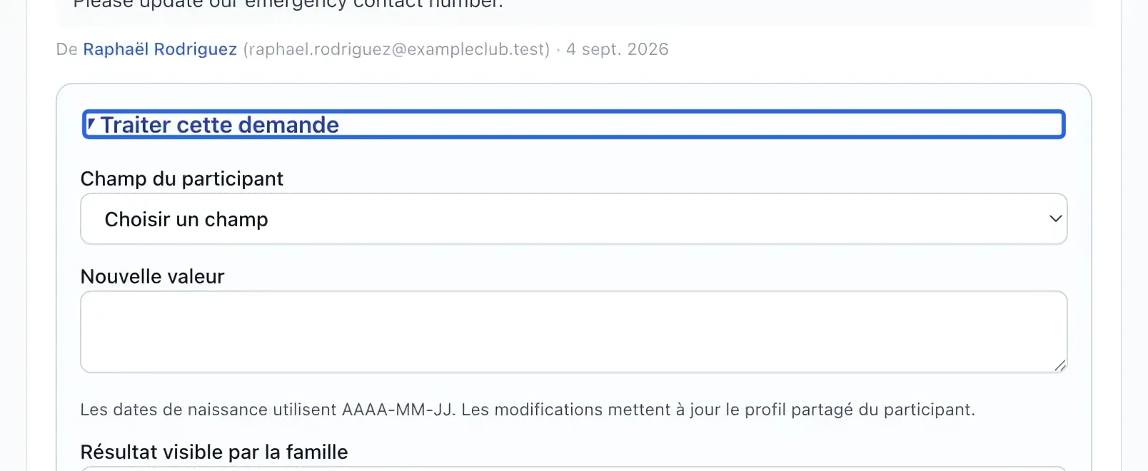 Capture : Ouvrir l’action guidée. Les cadres bleus indiquent les commandes décrites dans cette étape.