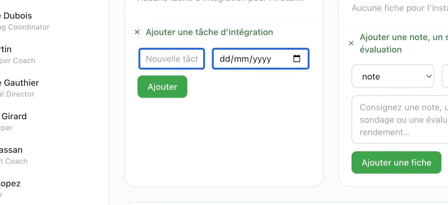 Capture : Ajouter une tâche d’intégration. Les cadres bleus indiquent les commandes décrites dans cette étape.