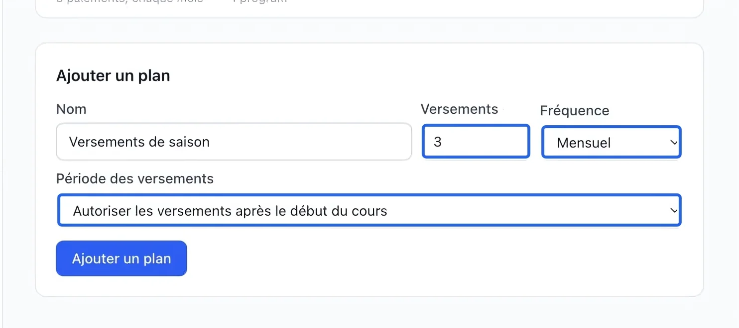 Capture : Définir l’échéancier. Les cadres bleus indiquent les commandes décrites dans cette étape.