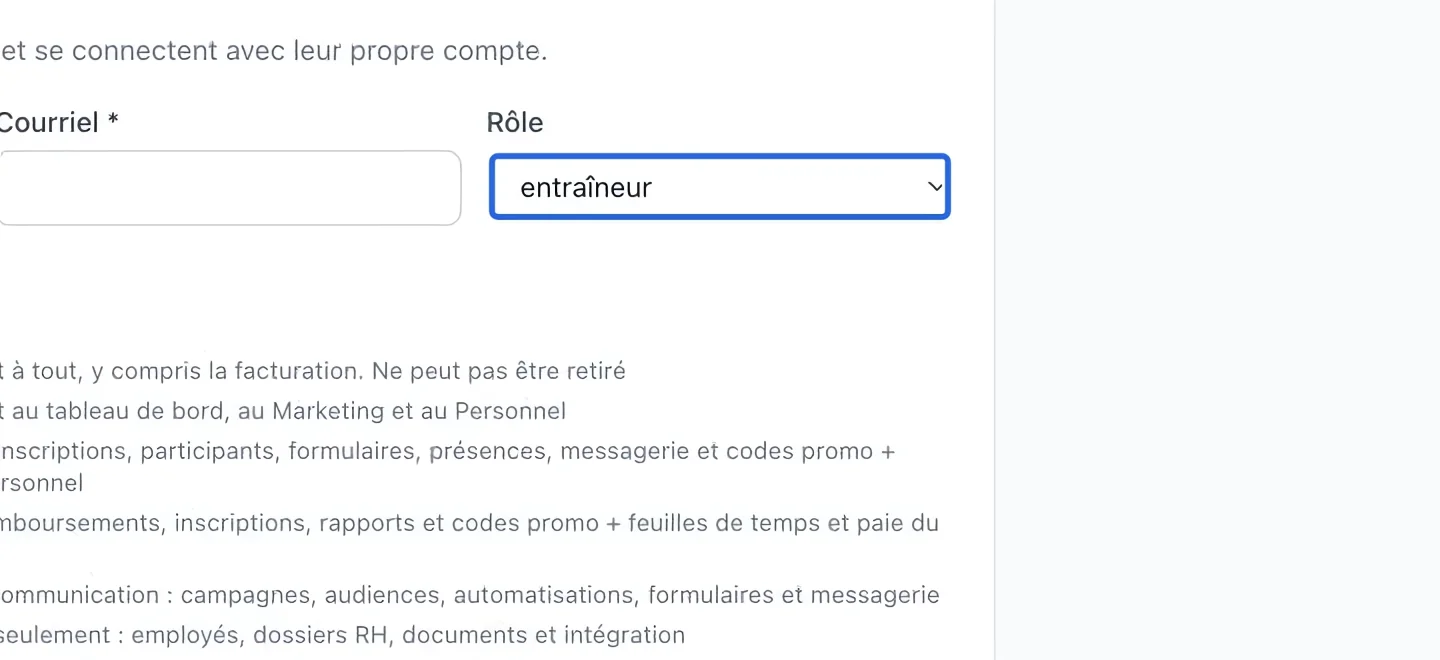 Capture : Choisir un accès adapté au travail. Les cadres bleus indiquent les commandes décrites dans cette étape.