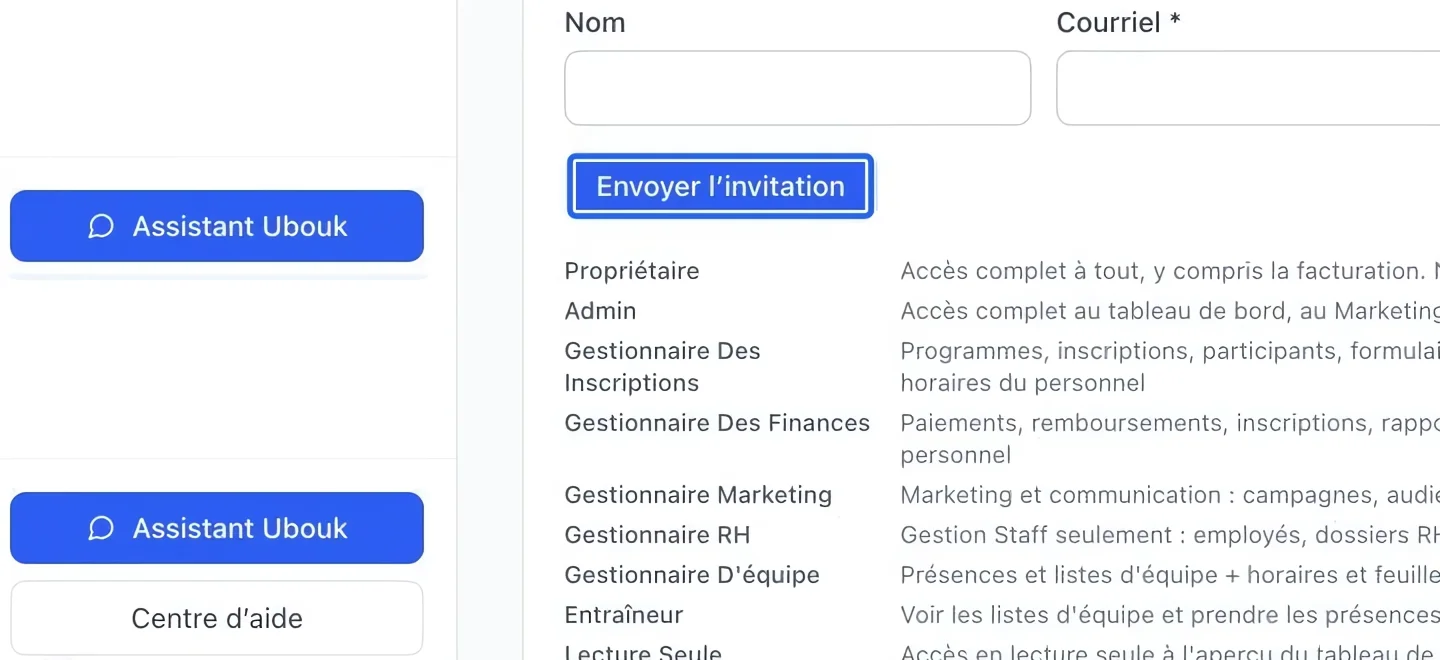 Capture : Envoyer l’invitation. Les cadres bleus indiquent les commandes décrites dans cette étape.