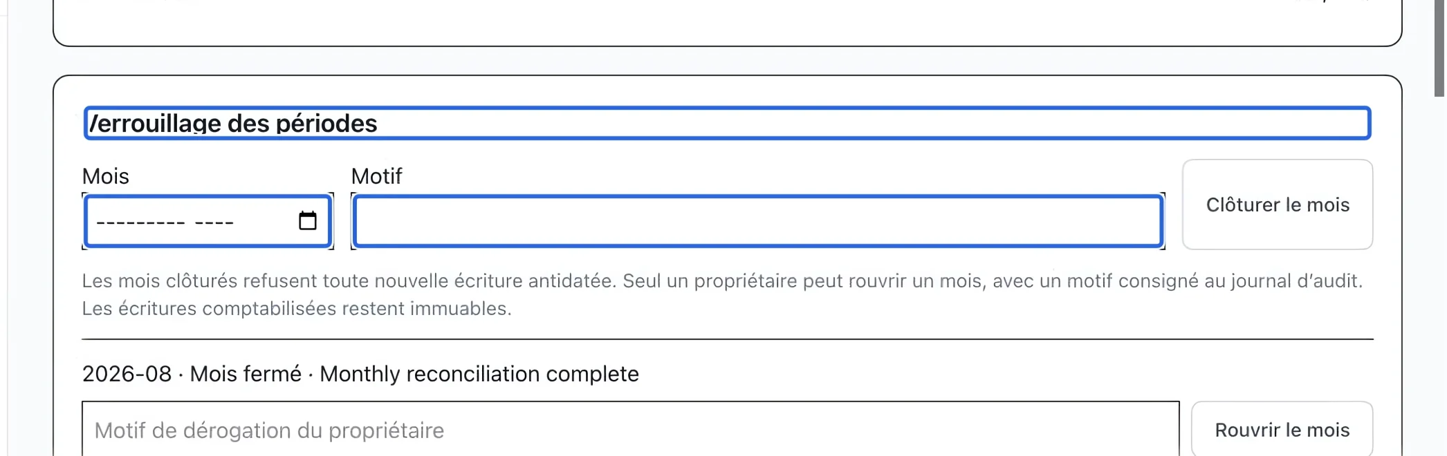Capture : Choisir le mois et le motif. Les cadres bleus indiquent les commandes décrites dans cette étape.