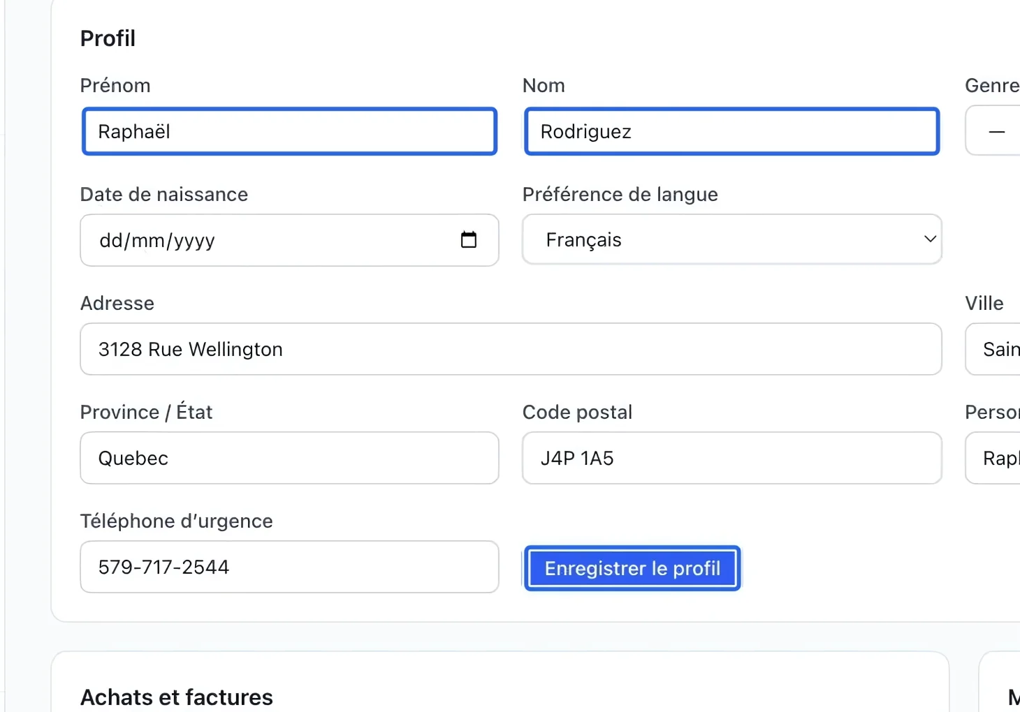 Capture : Vérifier et enregistrer les coordonnées. Les cadres bleus indiquent les commandes décrites dans cette étape.