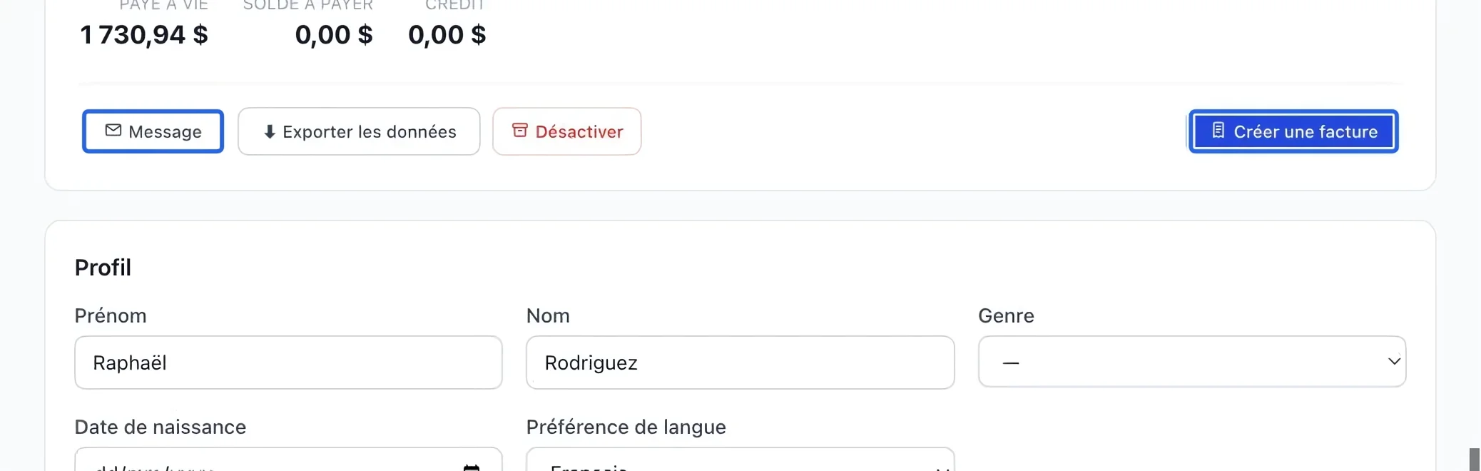 Capture : Commencer une action pour le client. Les cadres bleus indiquent les commandes décrites dans cette étape.