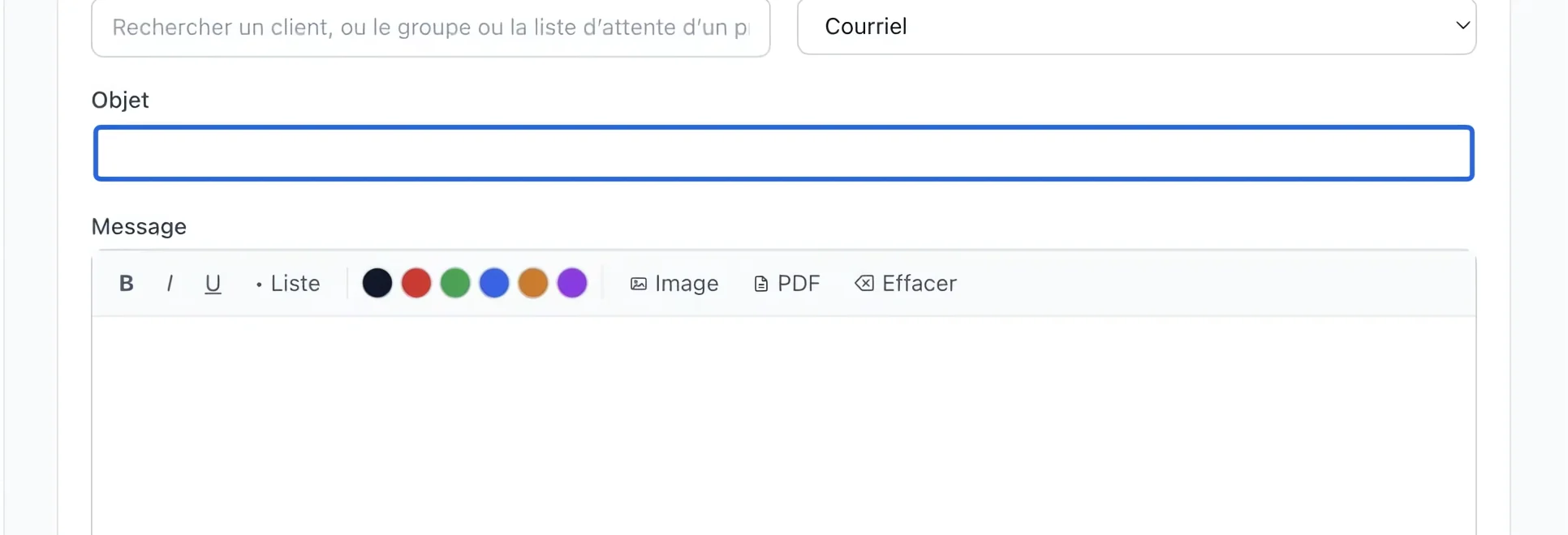 Capture : Rédiger le sujet. Les cadres bleus indiquent les commandes décrites dans cette étape.