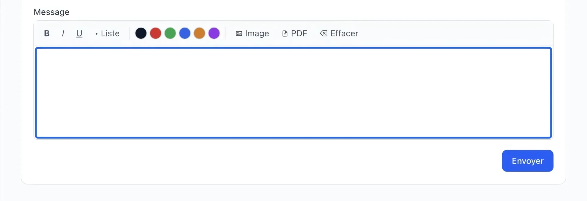 Capture : Rédiger le message. Les cadres bleus indiquent les commandes décrites dans cette étape.
