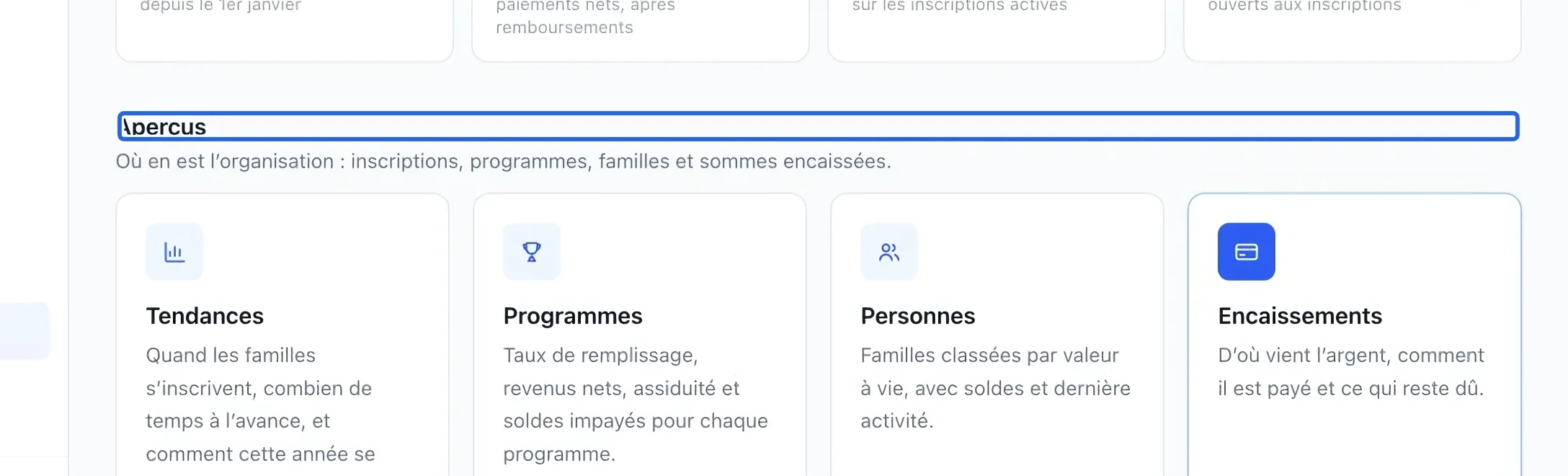 Capture : Choisir un rapport opérationnel. Les cadres bleus indiquent les commandes décrites dans cette étape.