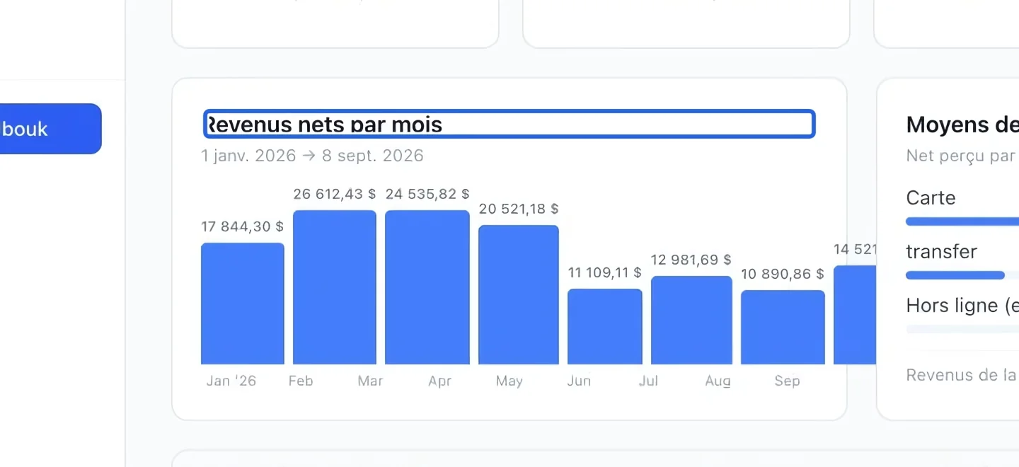 Capture : Comprendre les chiffres d’encaissement. Les cadres bleus indiquent les commandes décrites dans cette étape.