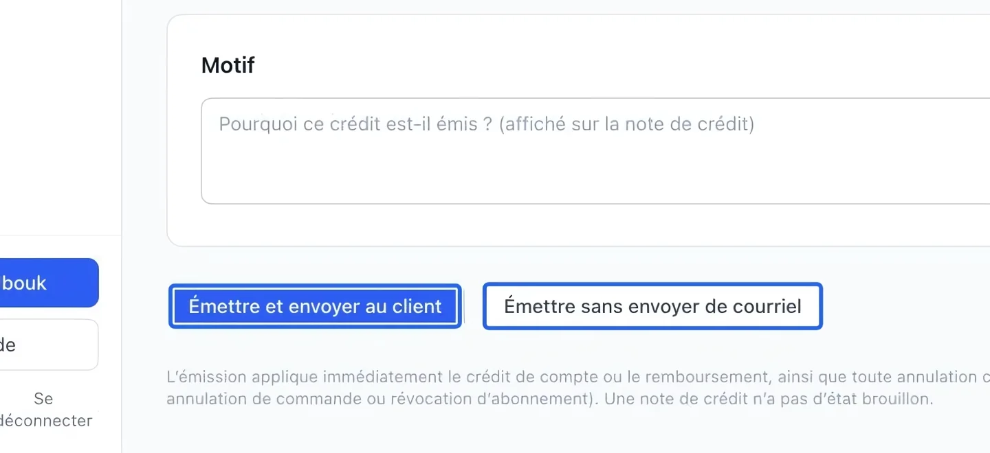 Capture : Vérifier et émettre. Les cadres bleus indiquent les commandes décrites dans cette étape.
