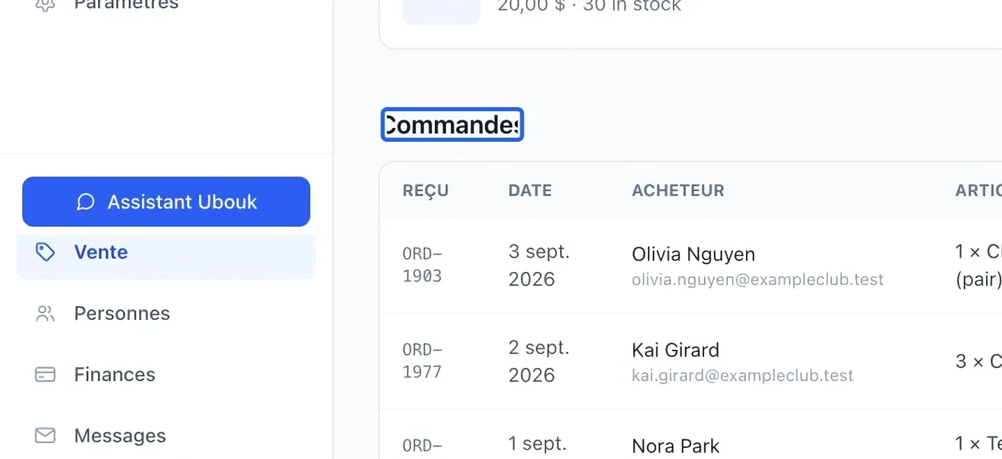 Capture : Suivre les commandes. Les cadres bleus indiquent les commandes décrites dans cette étape.