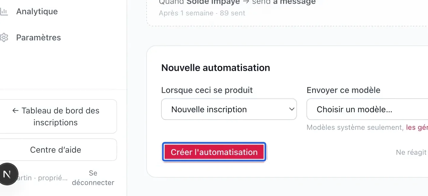 Capture : Créer et vérifier le statut. Les cadres bleus indiquent les commandes décrites dans cette étape.