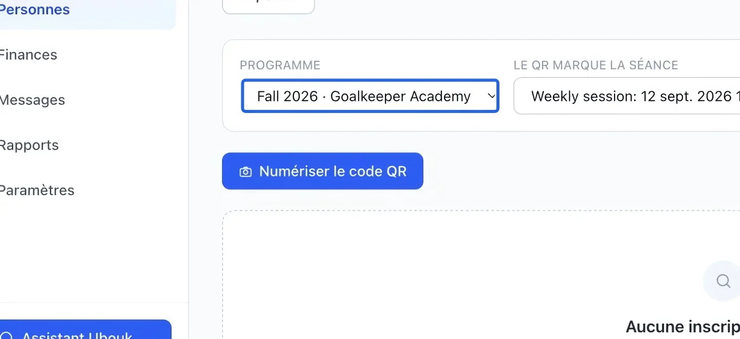 Capture : Choisir l’activité. Les cadres bleus indiquent les commandes décrites dans cette étape.